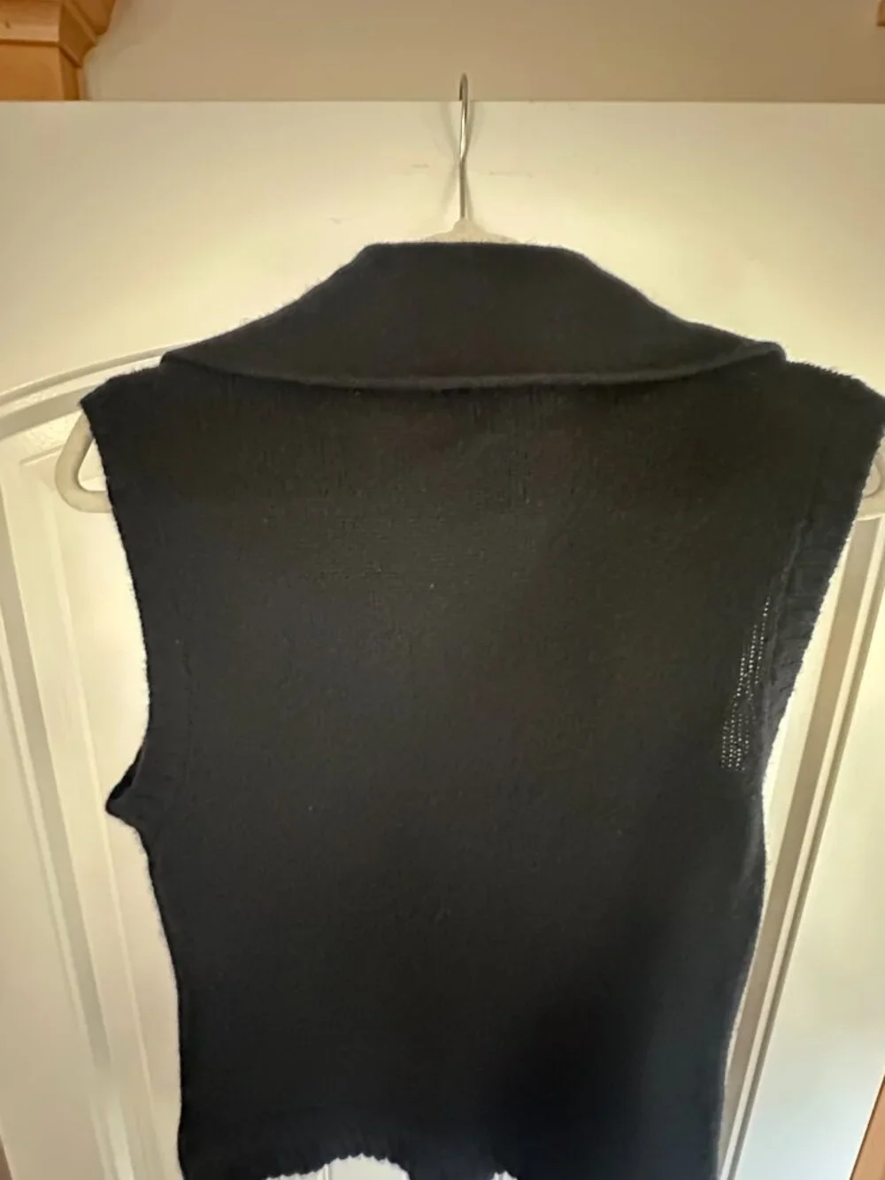 Cynthia Rowley Black 100% Cashmere Zip Front Sleeveless Cardigan S